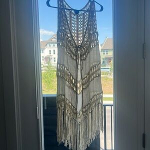 Daytrip Crochet Fringe Vest/Coverup